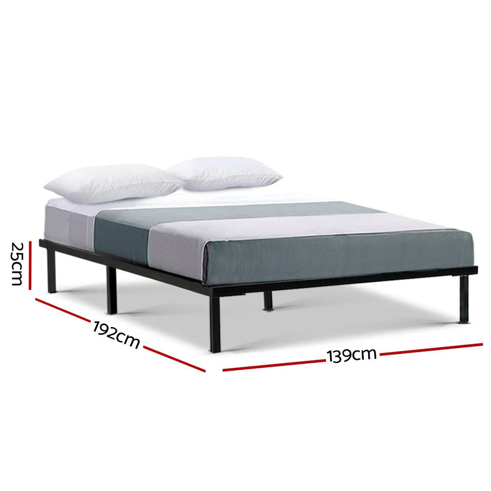 Double black wooden bed frame