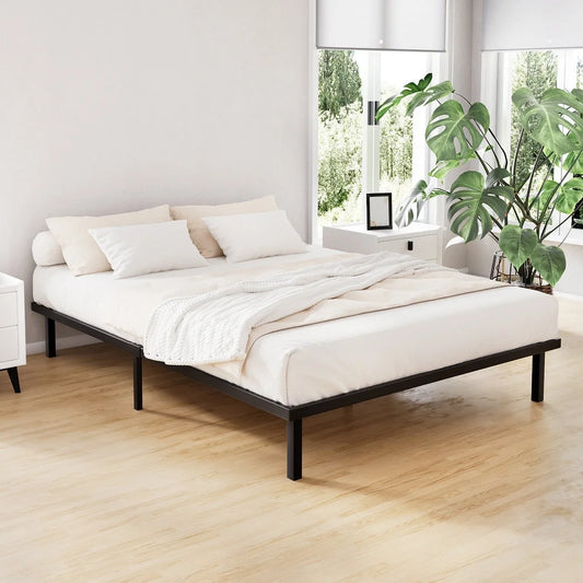 Double black wooden bed frame
