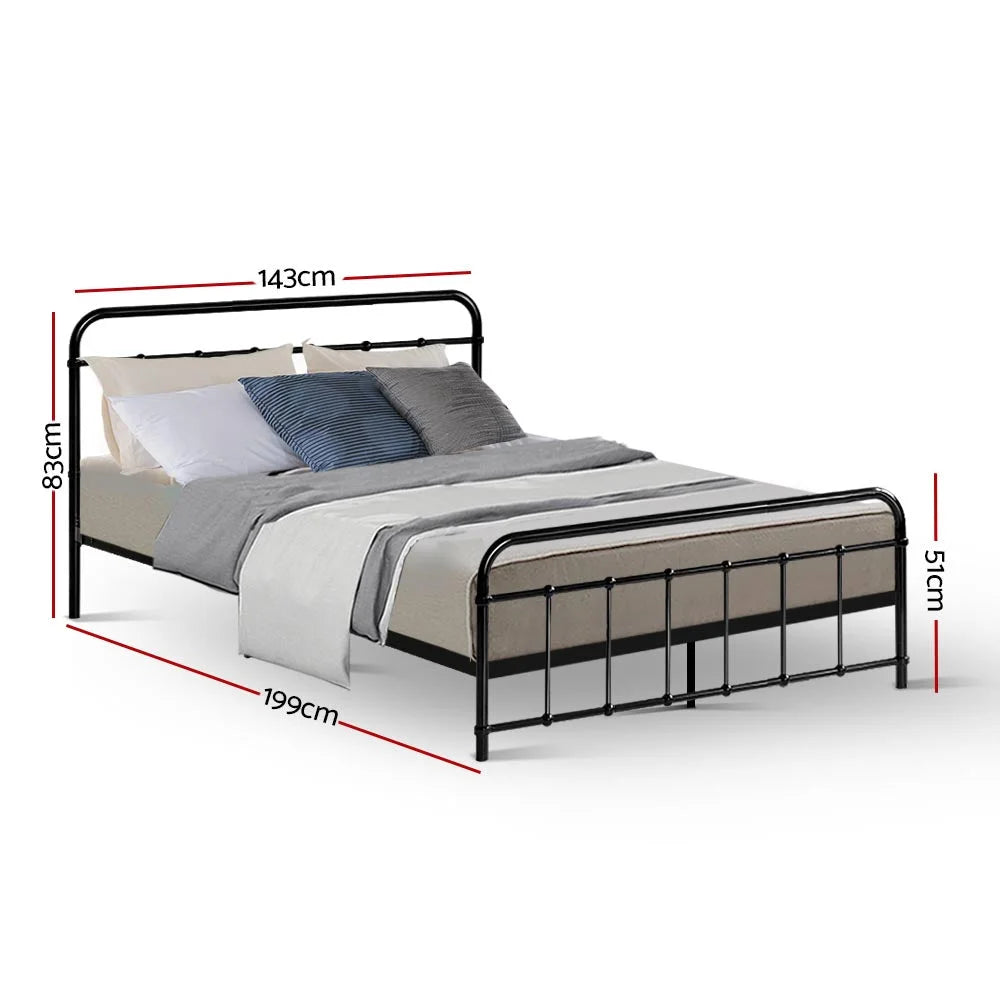 Metal Bed Frame Double Size Platform Foundation Mattress