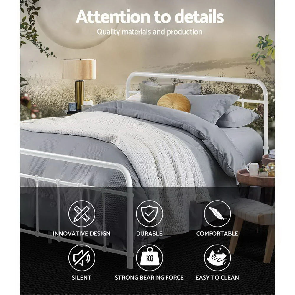 Metal Bed Frame Double Size Platform Foundation Mattress