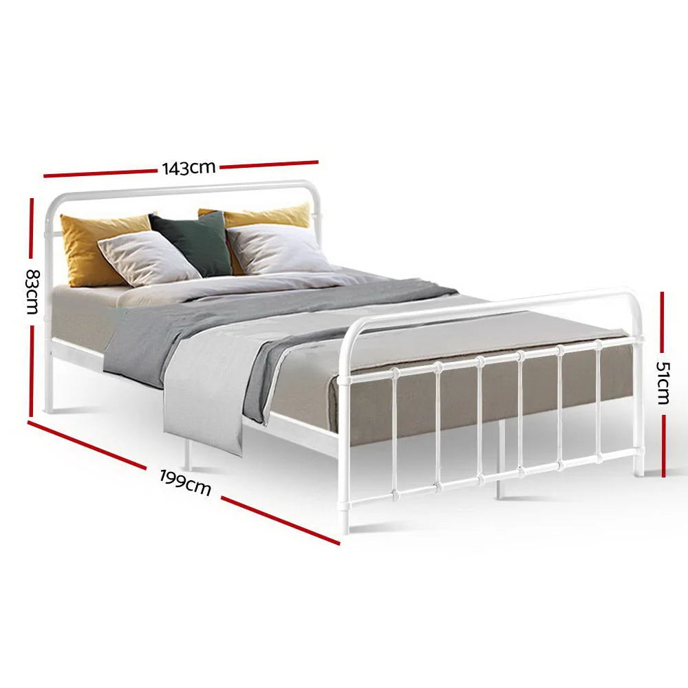 Metal Bed Frame Double Size Platform Foundation Mattress