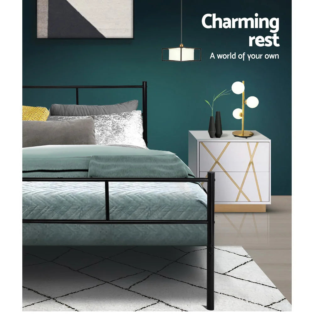 Metal Bed Frame Double Size Platform Foundation Mattress