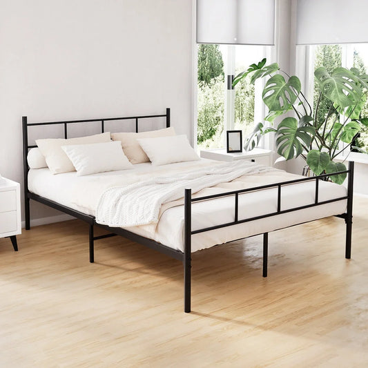 Metal Bed Frame Double Size Platform Foundation Mattress