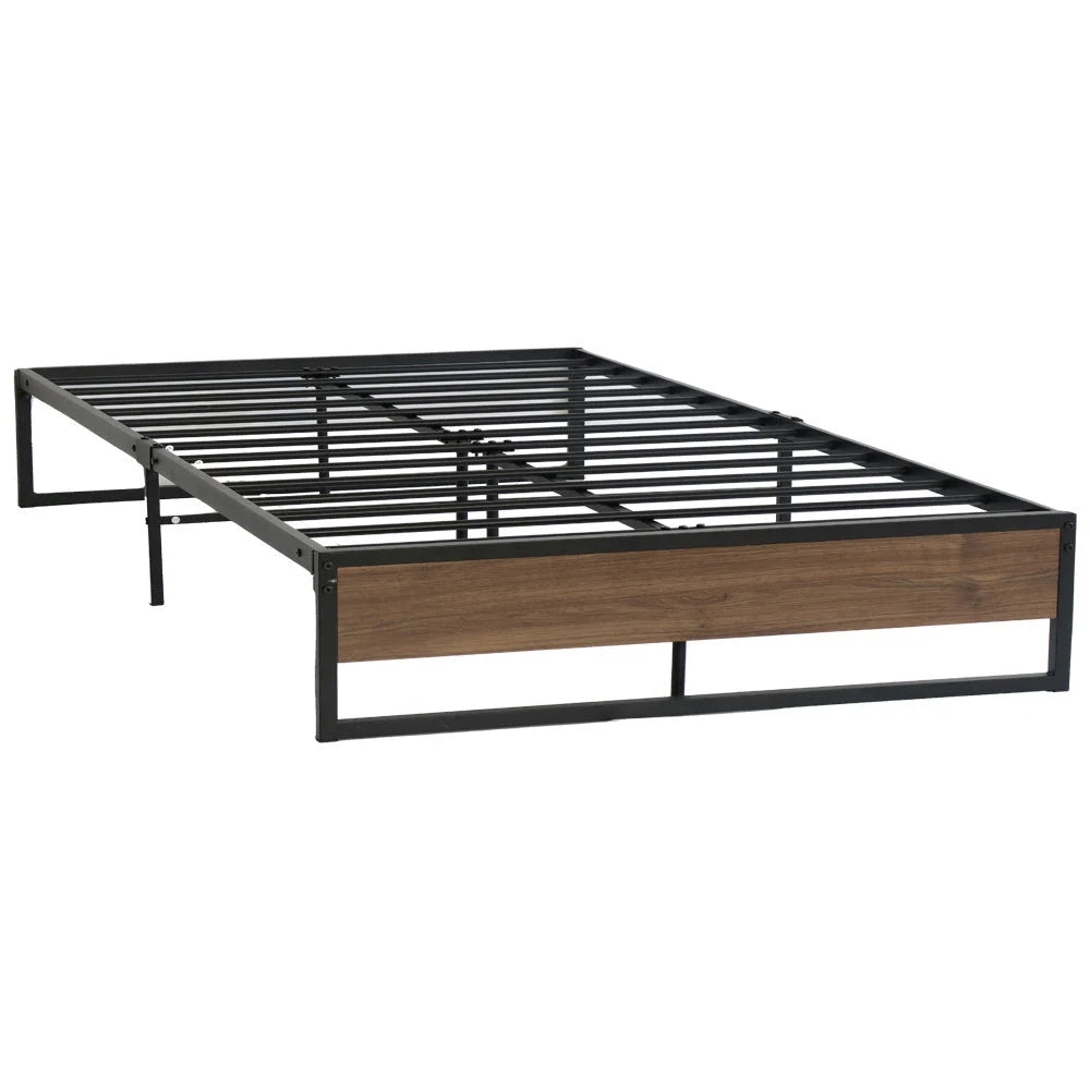 Metal Bed Frame Double Size Wooden Mattress Base Foundation