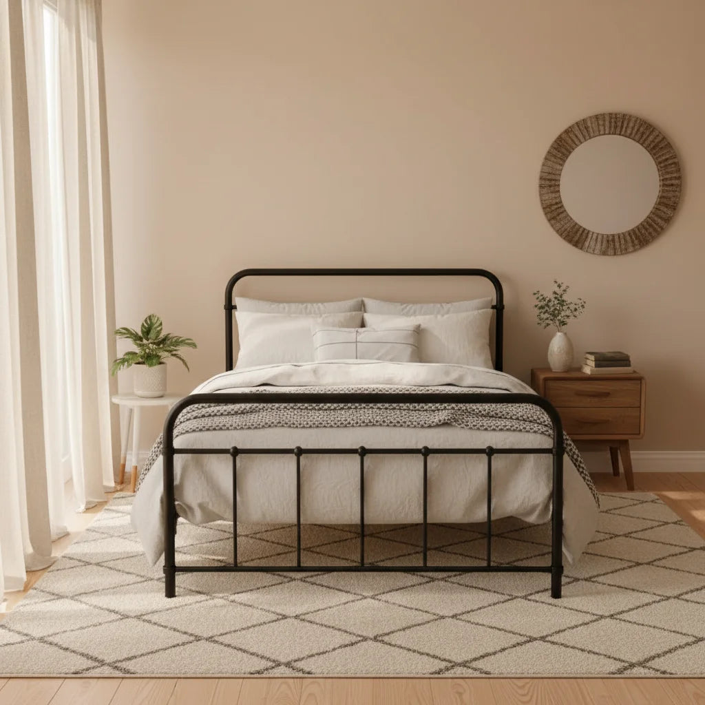 Metal Bed Frame King Single Size Platform Foundation