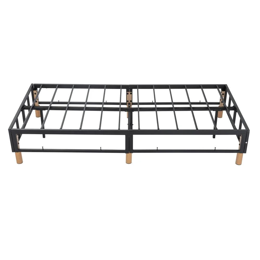 Metal Bed Frame Mattress Foundation - Blue Queen - Furniture