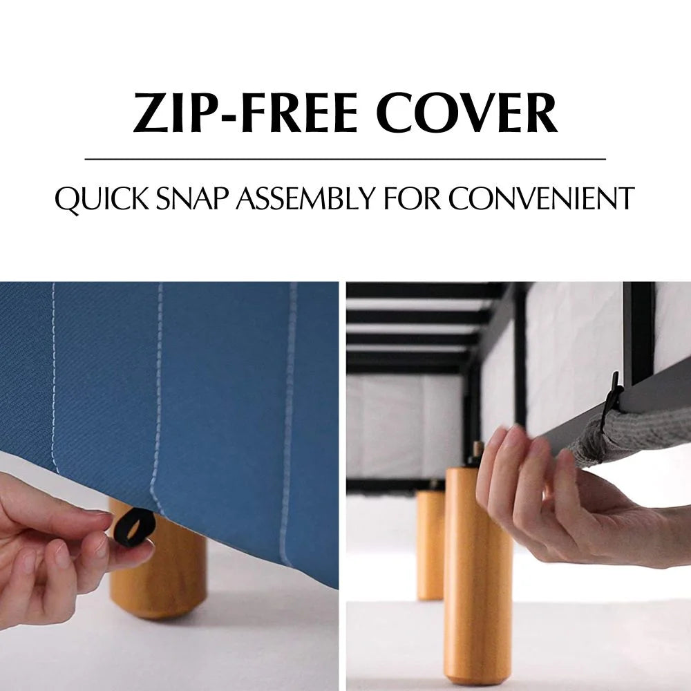 Metal Bed Frame Mattress Foundation - Blue Queen - Furniture