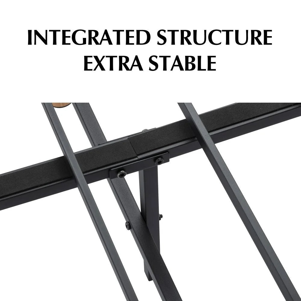 Metal Bed Frame Mattress Foundation - Dark Grey Double