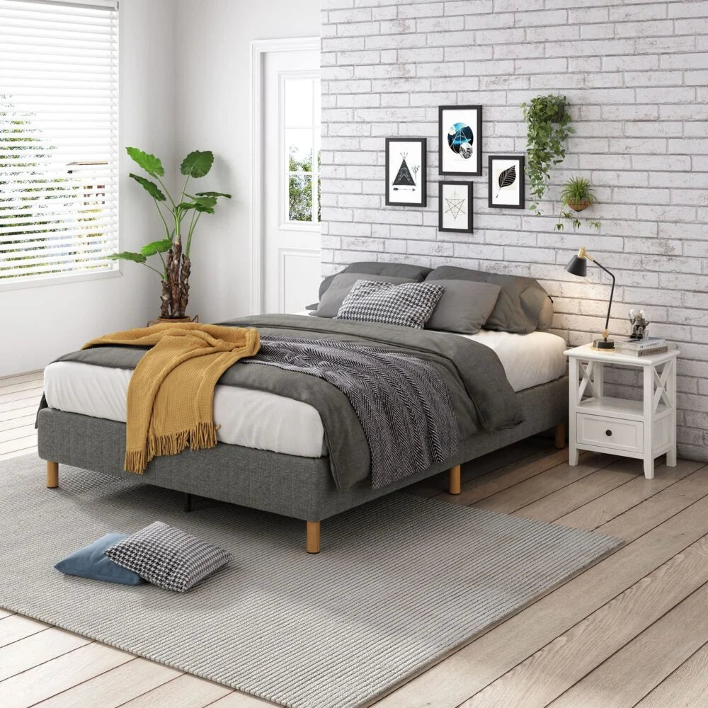Metal Bed Frame Mattress Foundation - Dark Grey King
