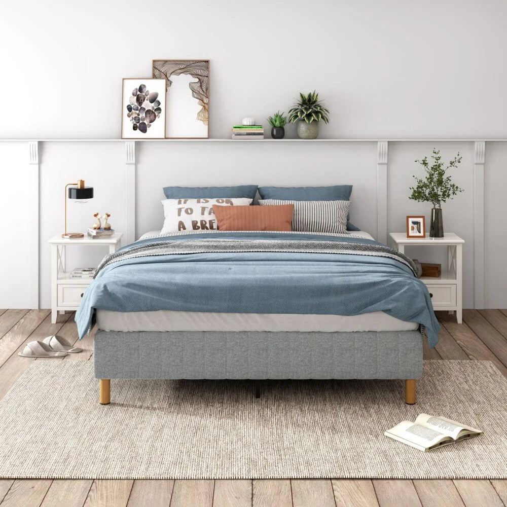 Metal Bed Frame Mattress Foundation - Light Grey Single
