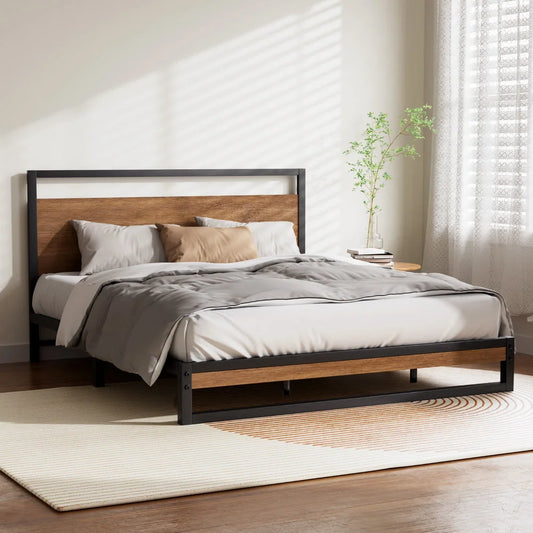 Metal Bed Frame Queen Size Mattress Base Platform