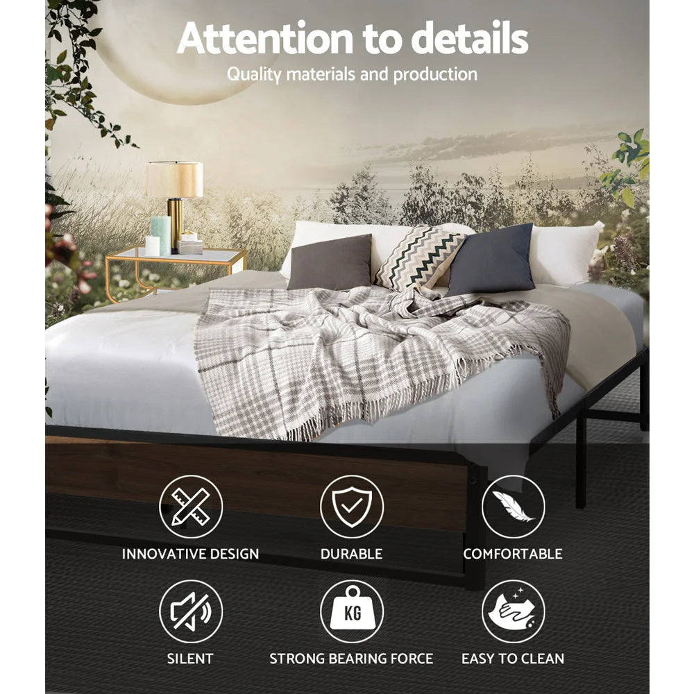 Metal Bed Frame Queen Size Mattress Base Platform