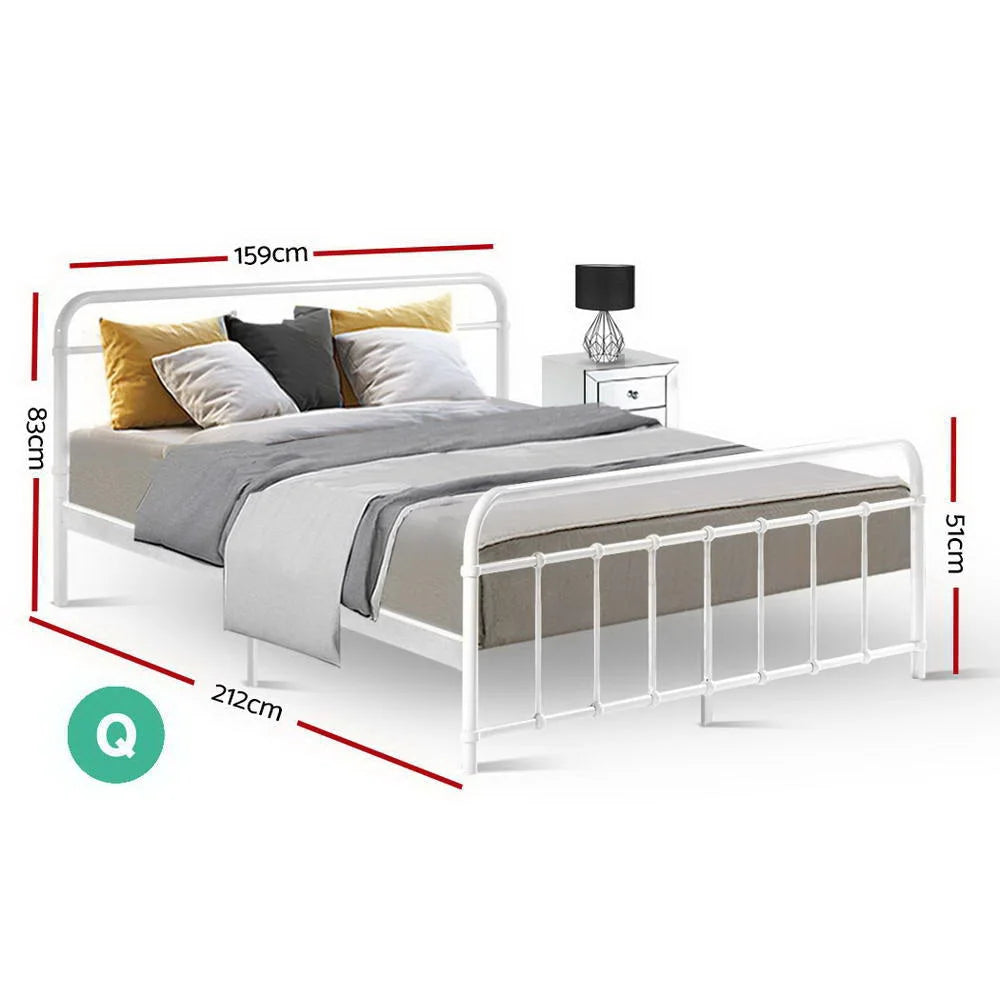 Metal Bed Frame Queen Size Platform Foundation Mattress