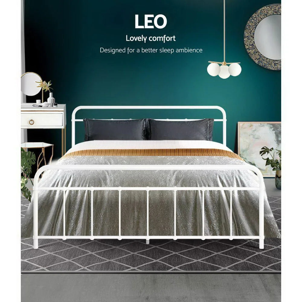 White metal mattress with pocket spring construction and fabric cover