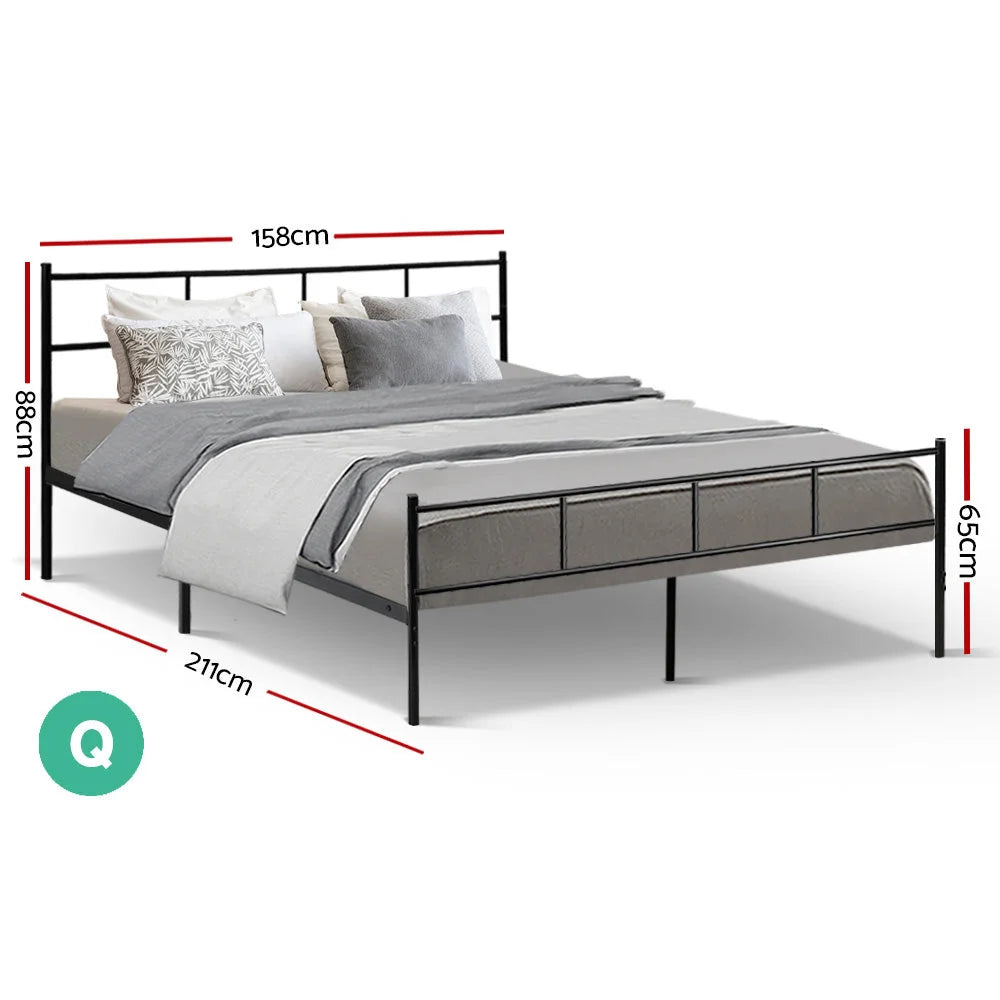 Metal Bed Frame Queen Size Platform Foundation Mattress