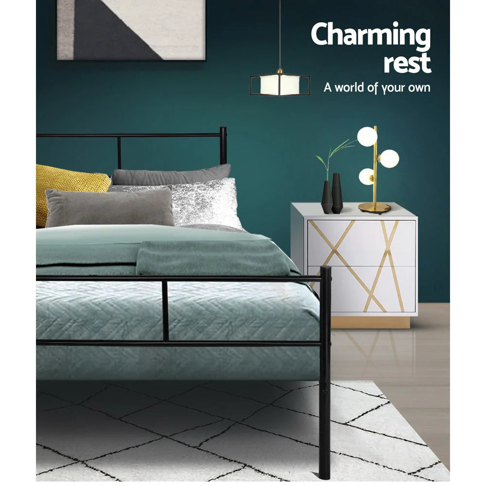 Metal Bed Frame Queen Size Platform Foundation Mattress