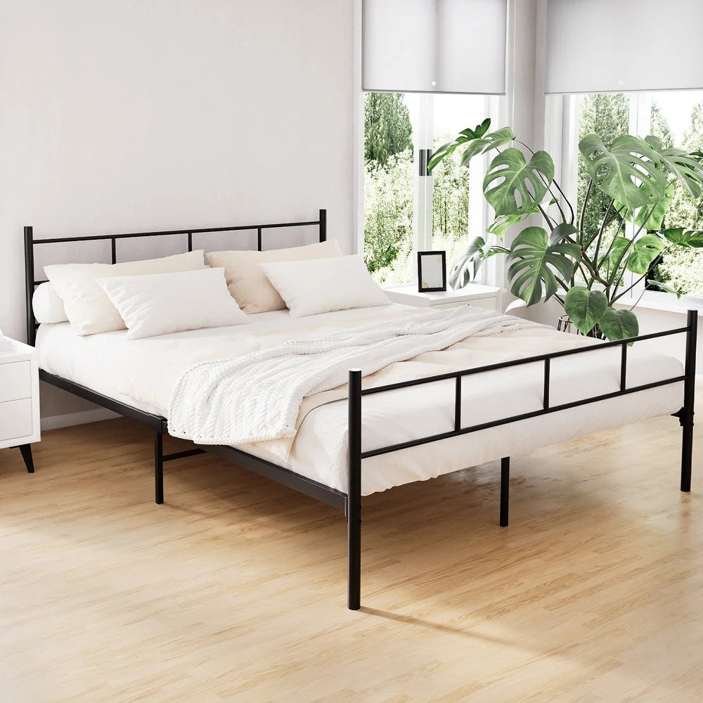 Metal Bed Frame Queen Size Platform Foundation Mattress