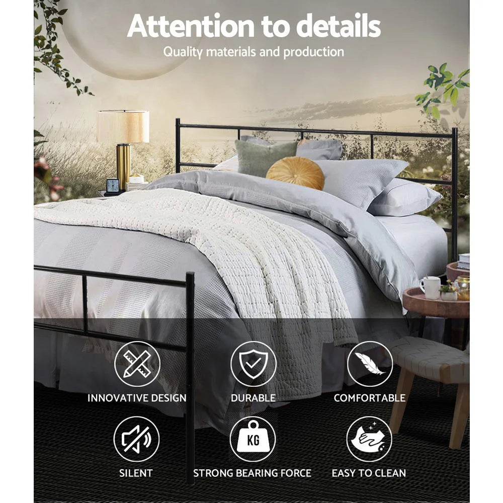 Metal Bed Frame Queen Size Platform Foundation Mattress