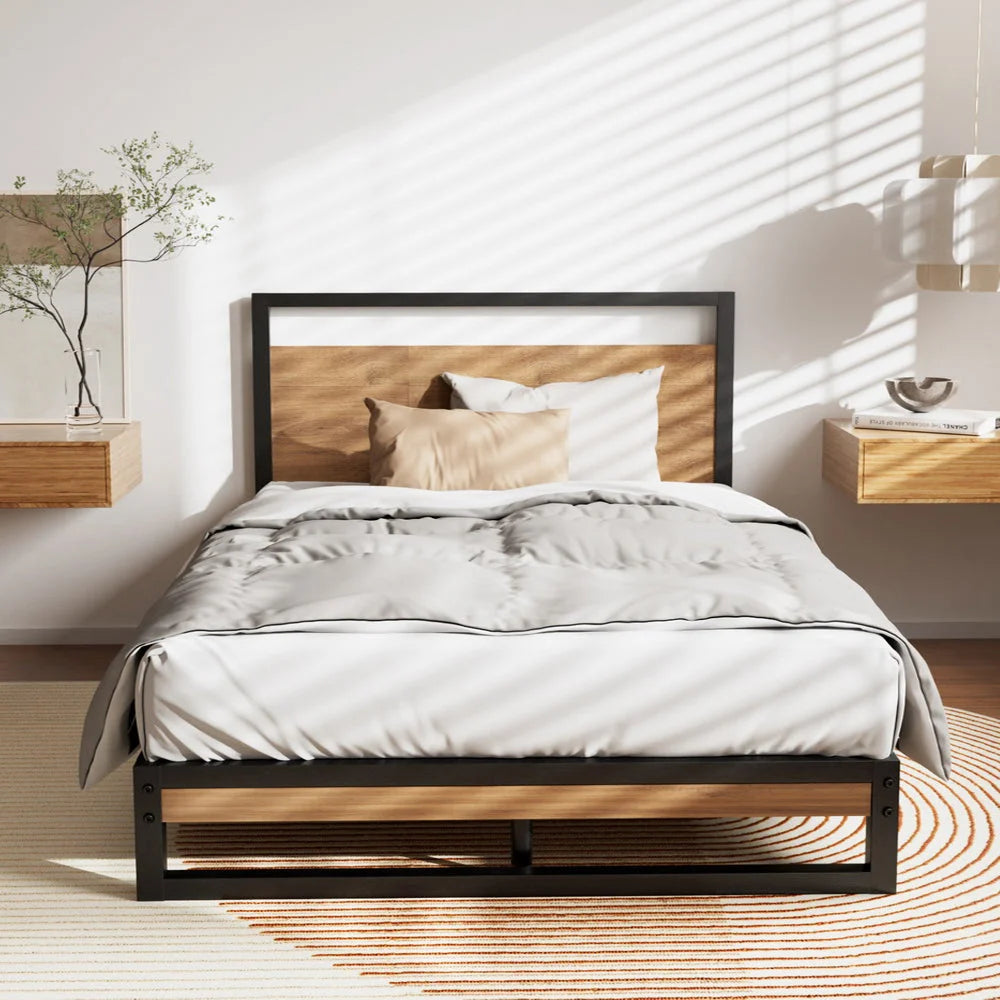 Single black metal bed frame