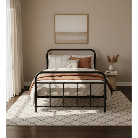 Metal Bed Frame Single Size Platform Foundation Mattress