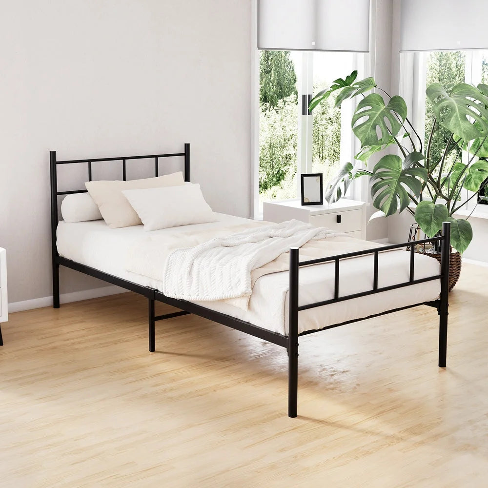 Metal Bed Frame Single Size Platform Foundation Mattress