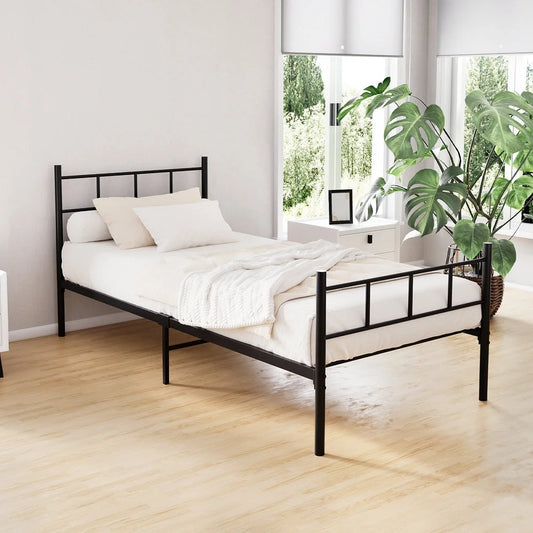 Metal Bed Frame Single Size Platform Foundation Mattress