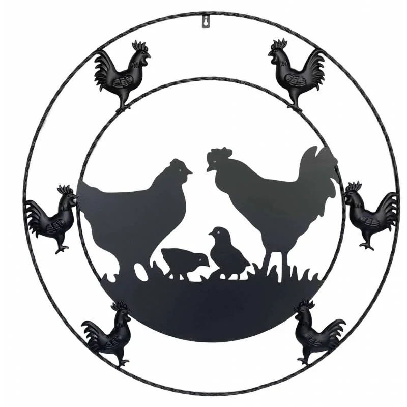 Metal Chicken Wall Art 79x79cm - Home & Garden > Wall Art >