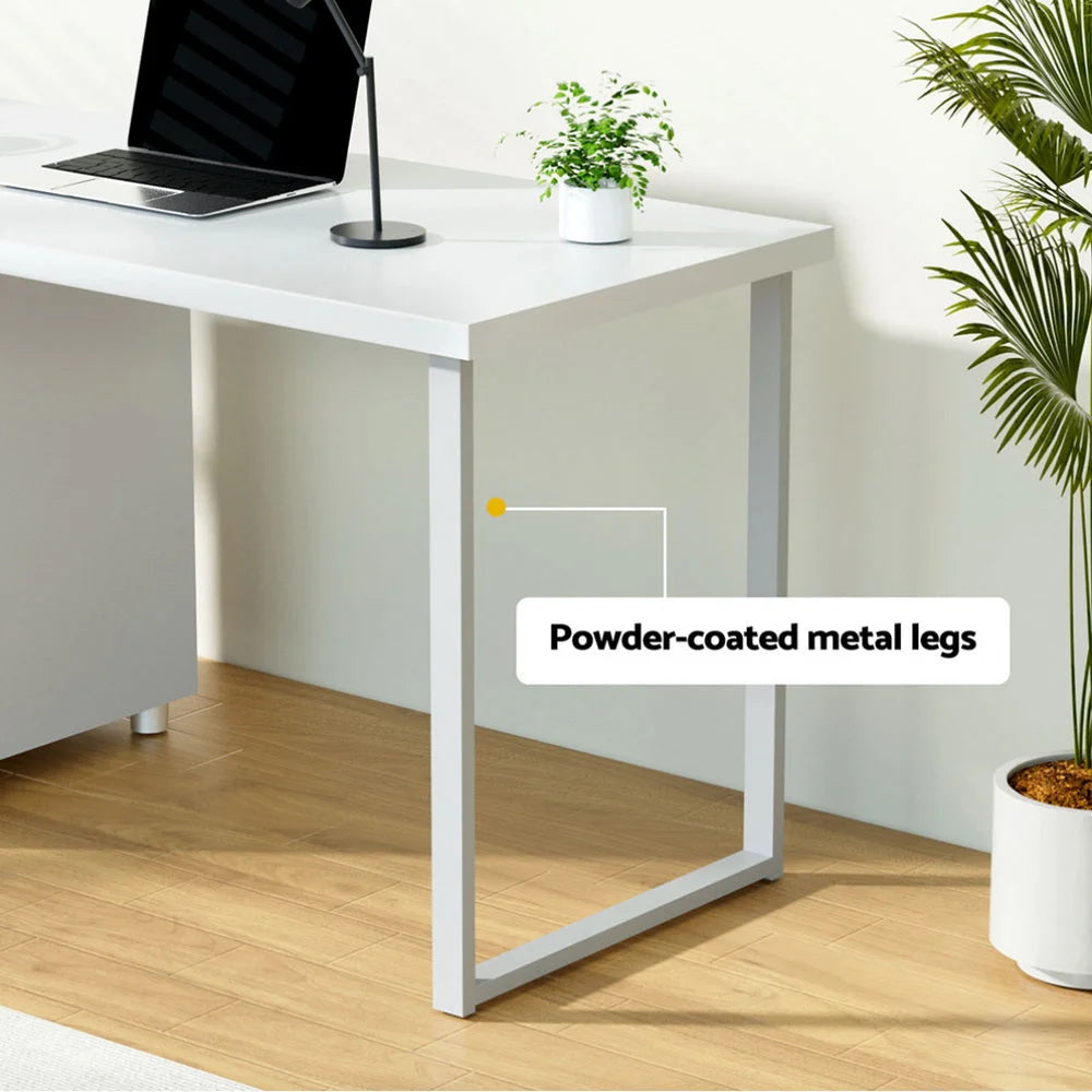 Metal Desk with 3 Drawers - White - Office