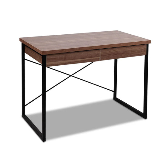 Metal Desk with Drawer Walnut - Office