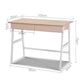 White oak metal desk with side profile shown