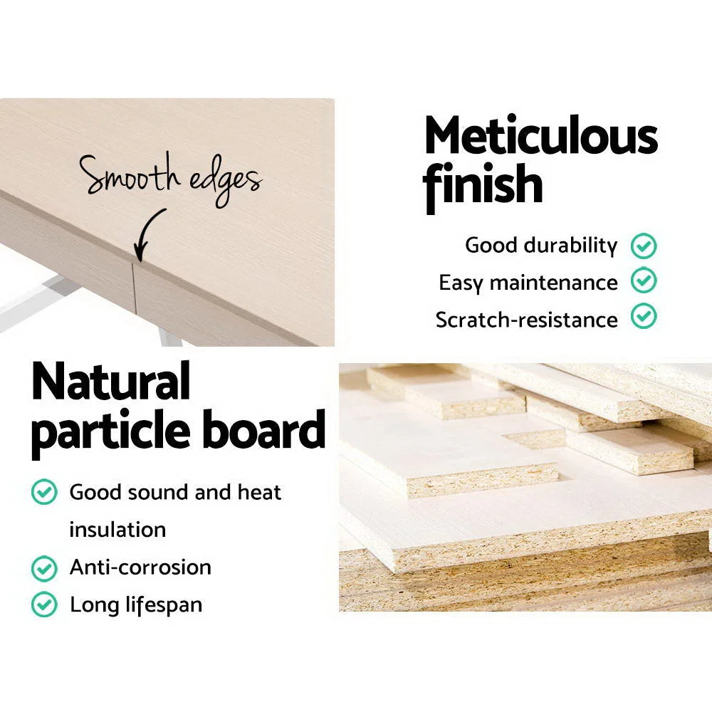 Metal Desk with Drawer White/Oak Top - Office