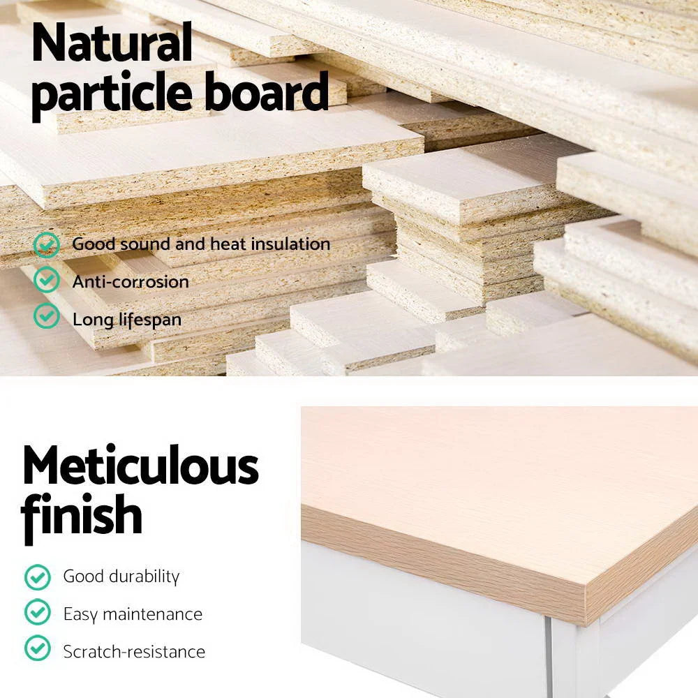 Metal Desk with Drawer White/Wood Top - Office