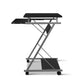 Black metal home office desk with tabletop and metal support frame