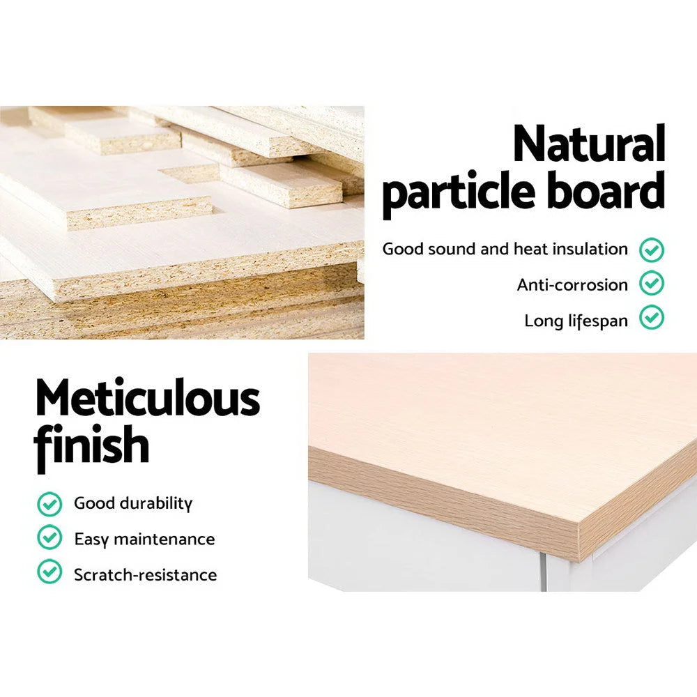 Metal Desk with Shelves White/Oak Top - Office