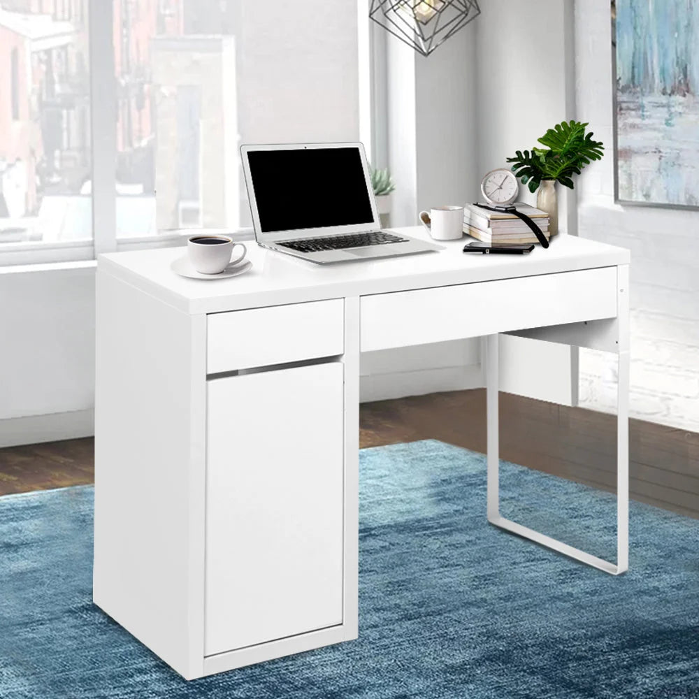 Metal Desk with Storage Cabinets - White - Office