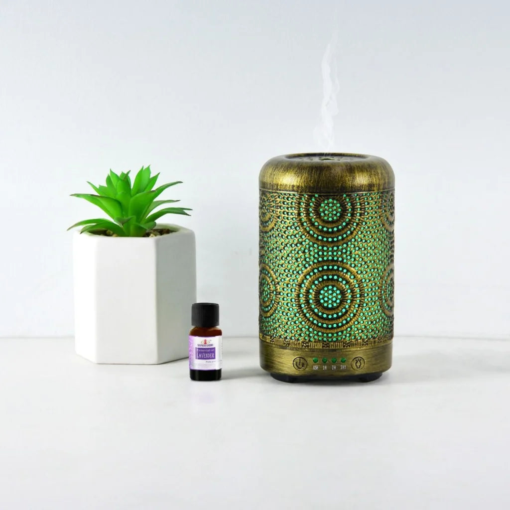 Metal Essential Oil and Aroma Diffuser 100ML - Vintage Gold