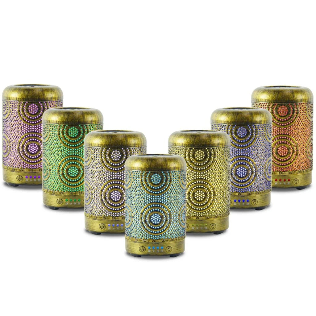 Metal Essential Oil and Aroma Diffuser 100ML - Vintage Gold