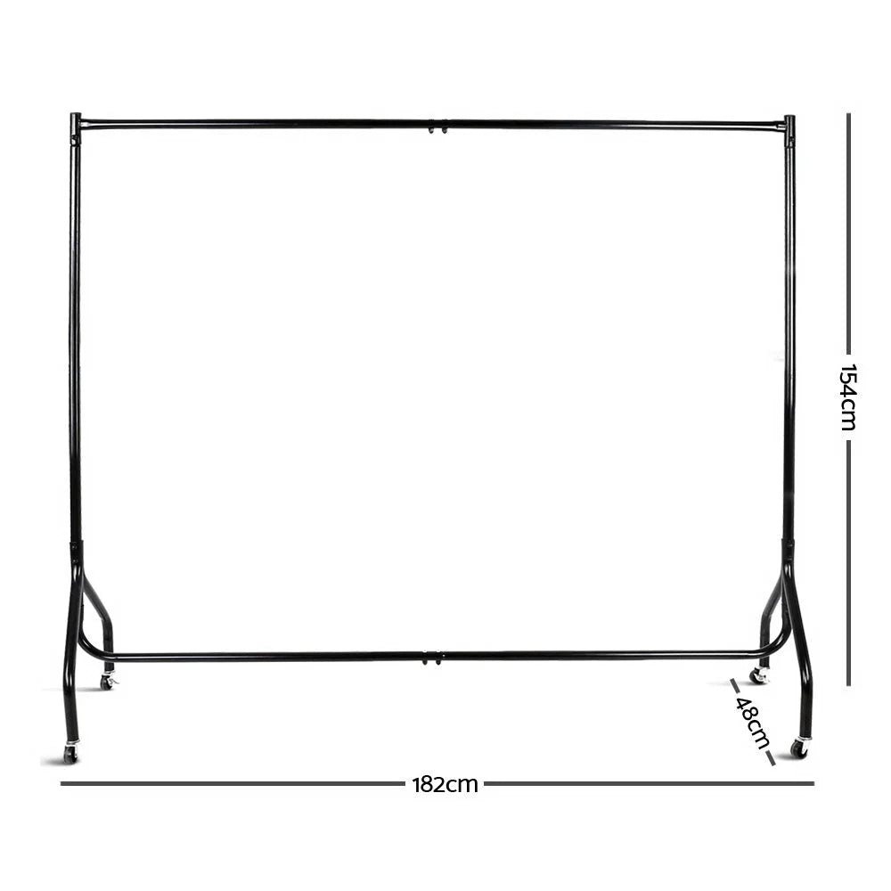 Metal Garment Display Rail 6ft Black - Bedroom