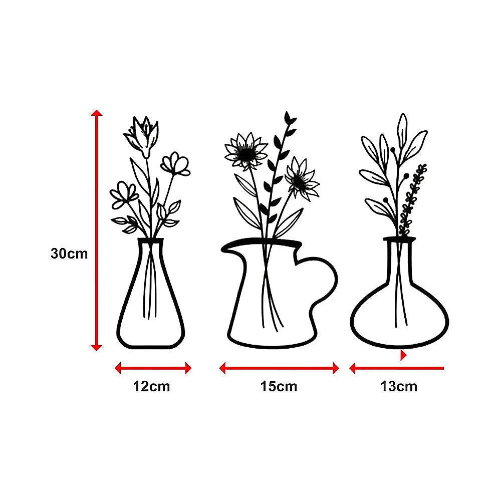 Metal Iron Flower Vase Wall Art Decoration - Home & Garden