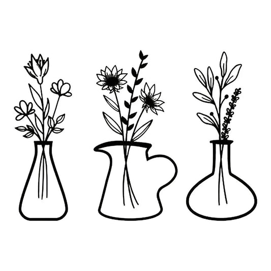Metal Iron Flower Vase Wall Art Decoration - Home & Garden