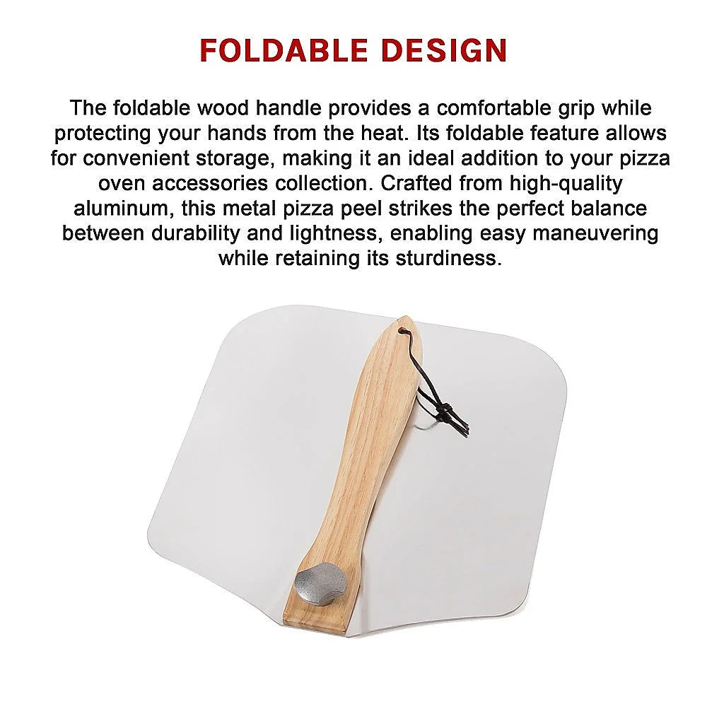 Metal Pizza Peel with Foldable Wood Handle - Home & Garden