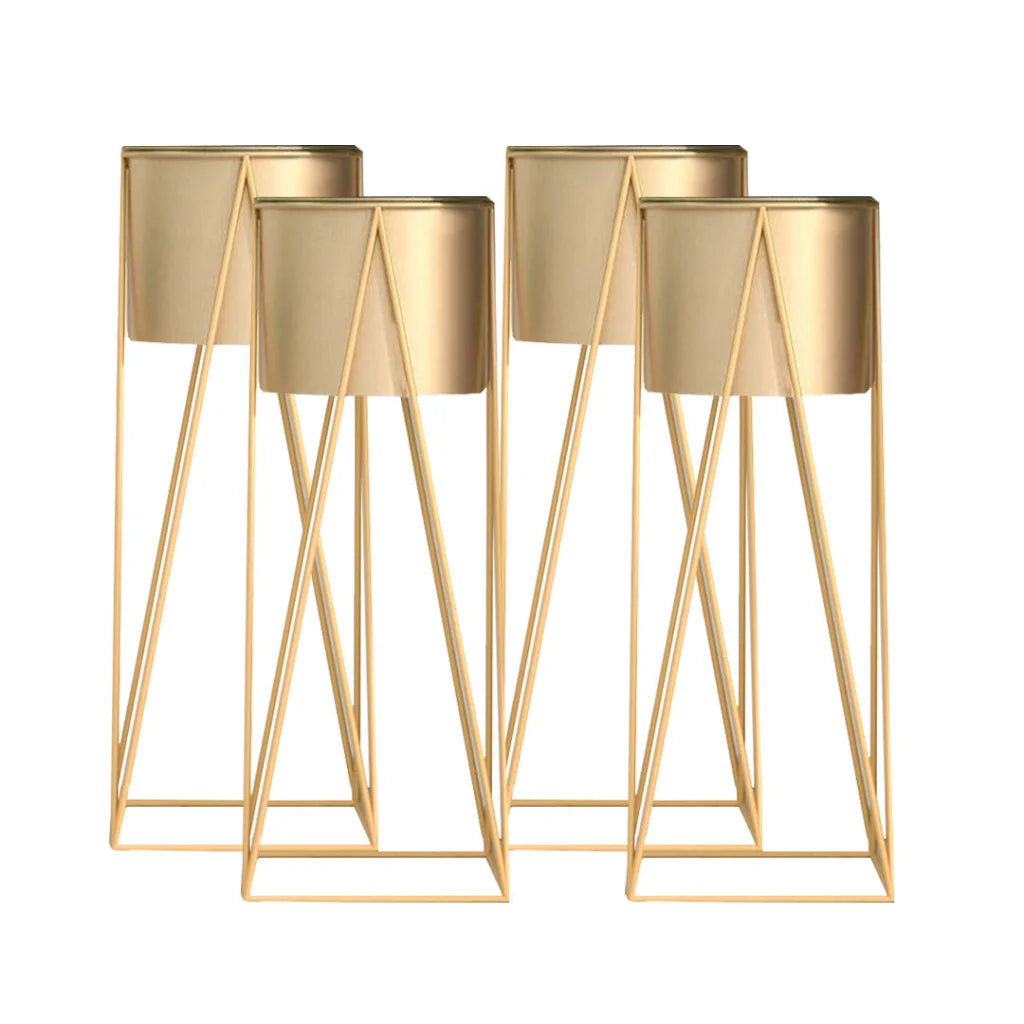 Metal Plant Stand 4X 70cm Gold with Gold Flower Pot Holder Corner Shelving Rack Indoor Display