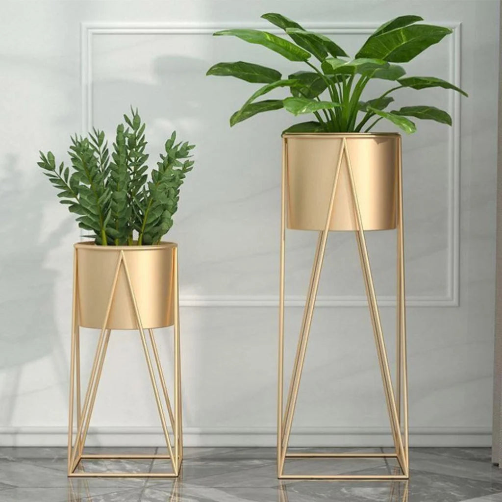 Metal Plant Stand 4X 70cm Gold with Gold Flower Pot Holder Corner Shelving Rack Indoor Display