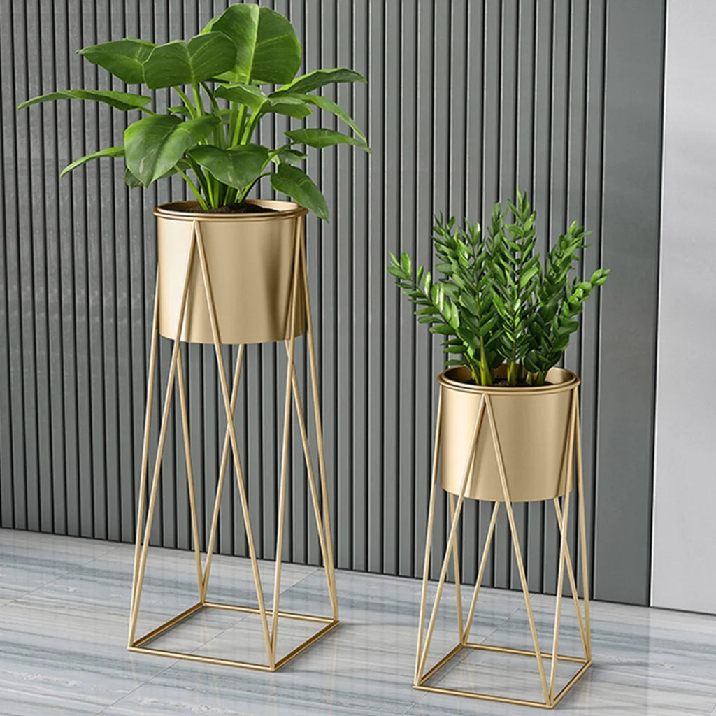 Metal Plant Stand 4X 70cm Gold with Gold Flower Pot Holder Corner Shelving Rack Indoor Display