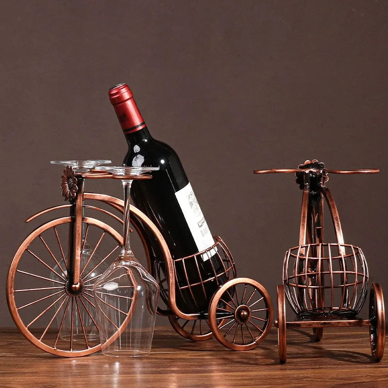 Metal Retro Bicycle Shape Wine Rack 34cm - Furniture >