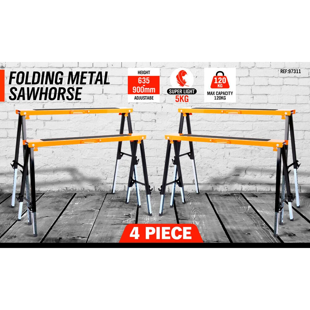 Metal Sawhorse 4Pc Mastercraft Folding Non-slip Surface