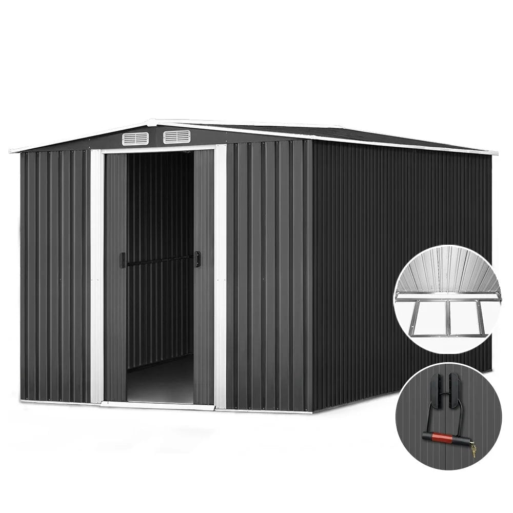 Metal Shed 2.02x3.2m Grey - Garden Furniture
