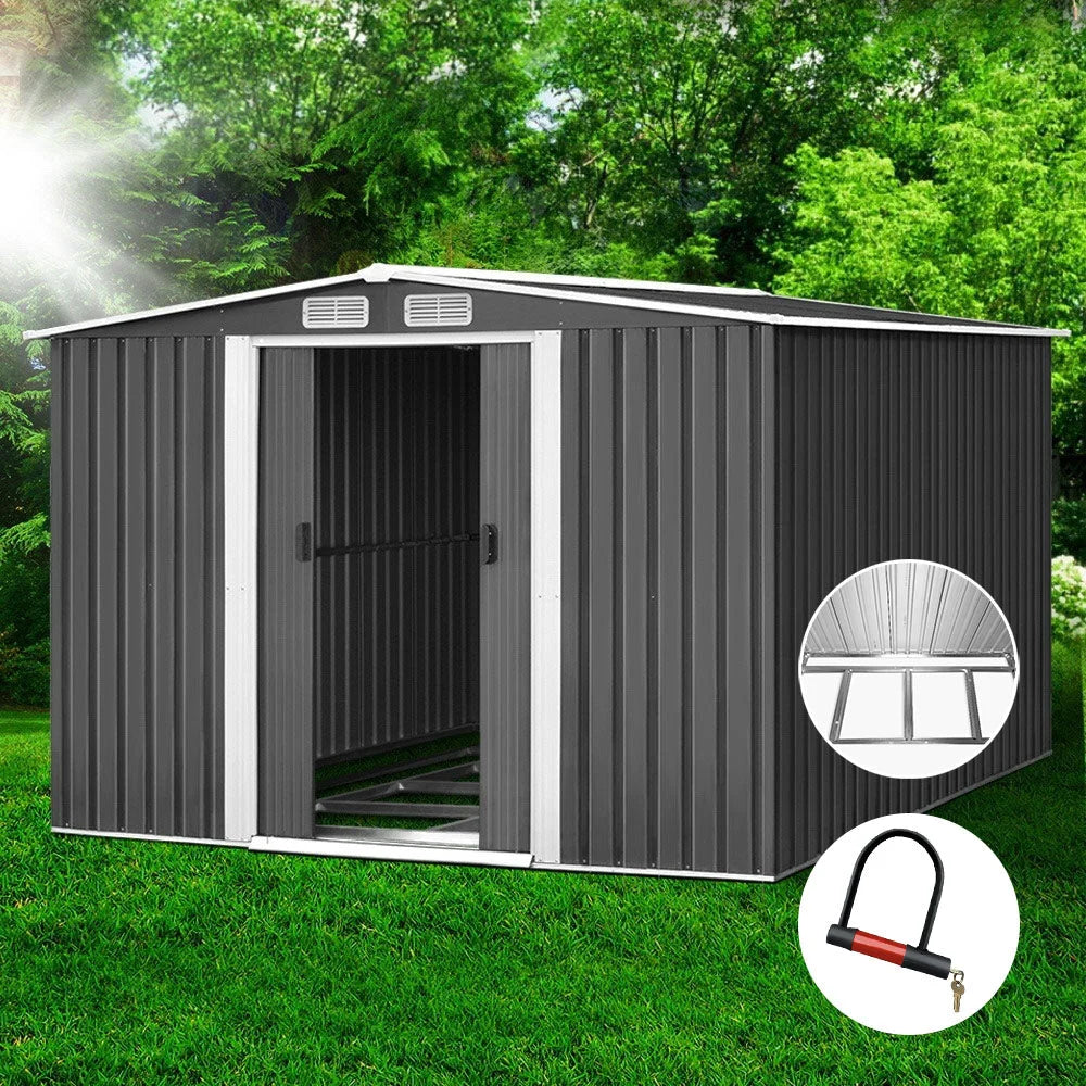 Metal Shed 2.02x3.2m Grey - Garden Furniture