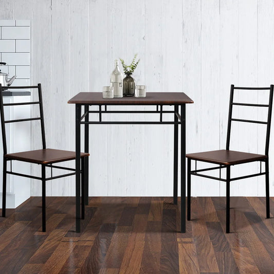 Black metal dining chair set with shaped seat and supportive backrest