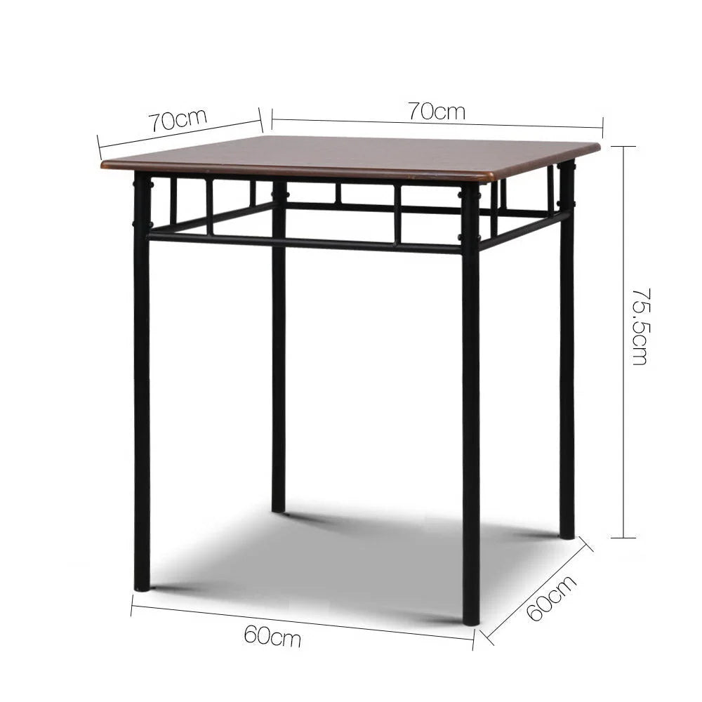 Metal Table and Chairs - Walnut & Black - Dining